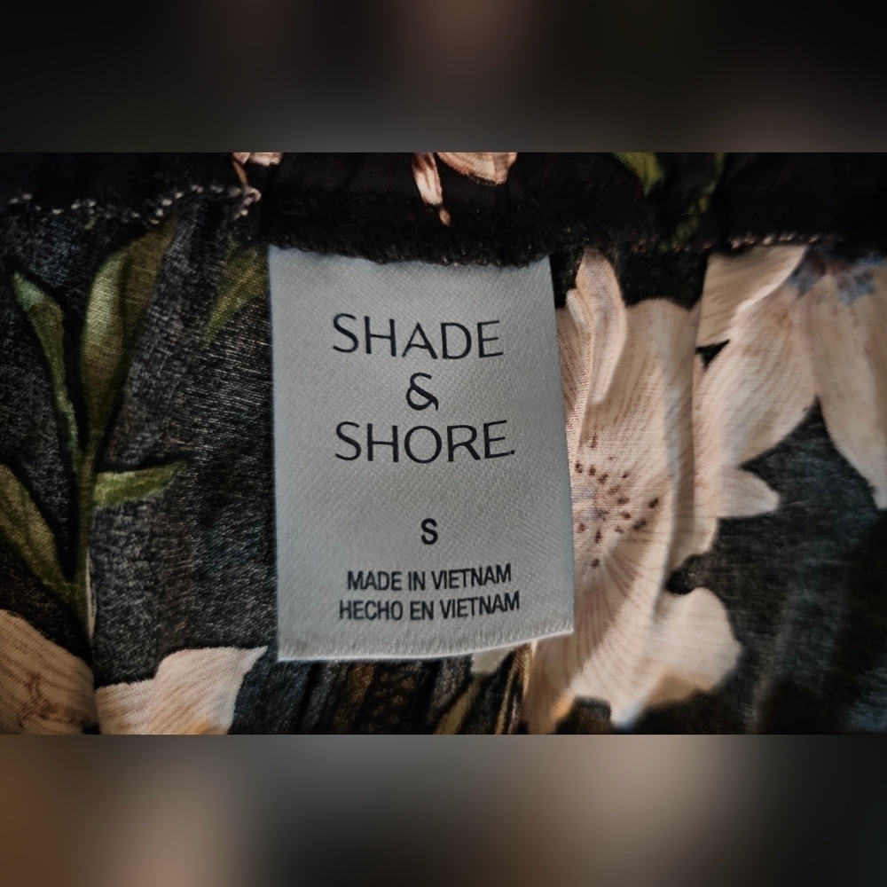 Shade & Shore Black White Floral Ruffle Waist Cover Up Pants - Small (4-6) NWT - Picture 5 of 7